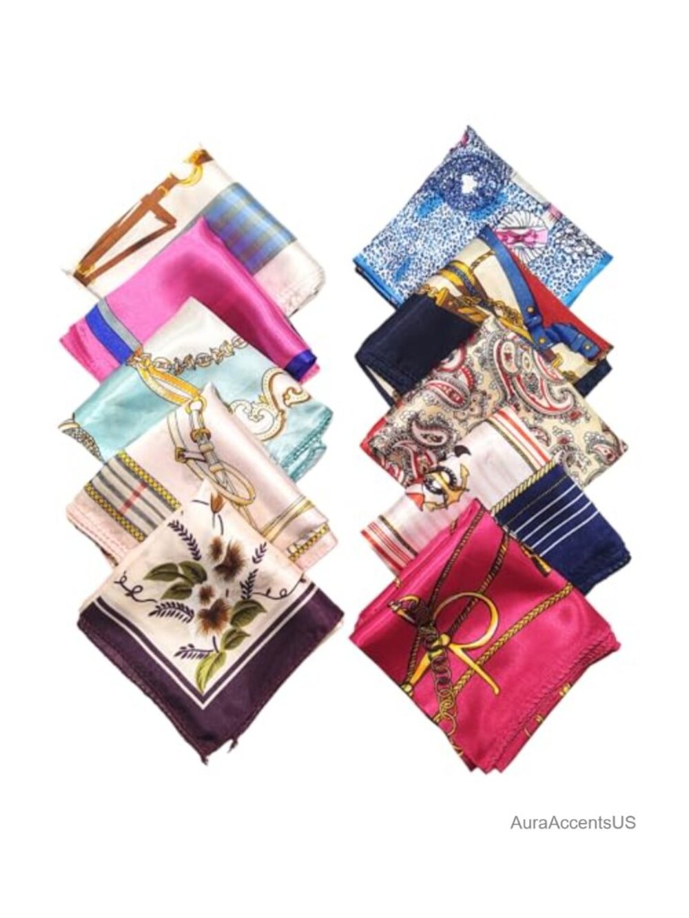 10 Pack Satin Square Scarves Silk Feel Neck Hair Wrap Bandana